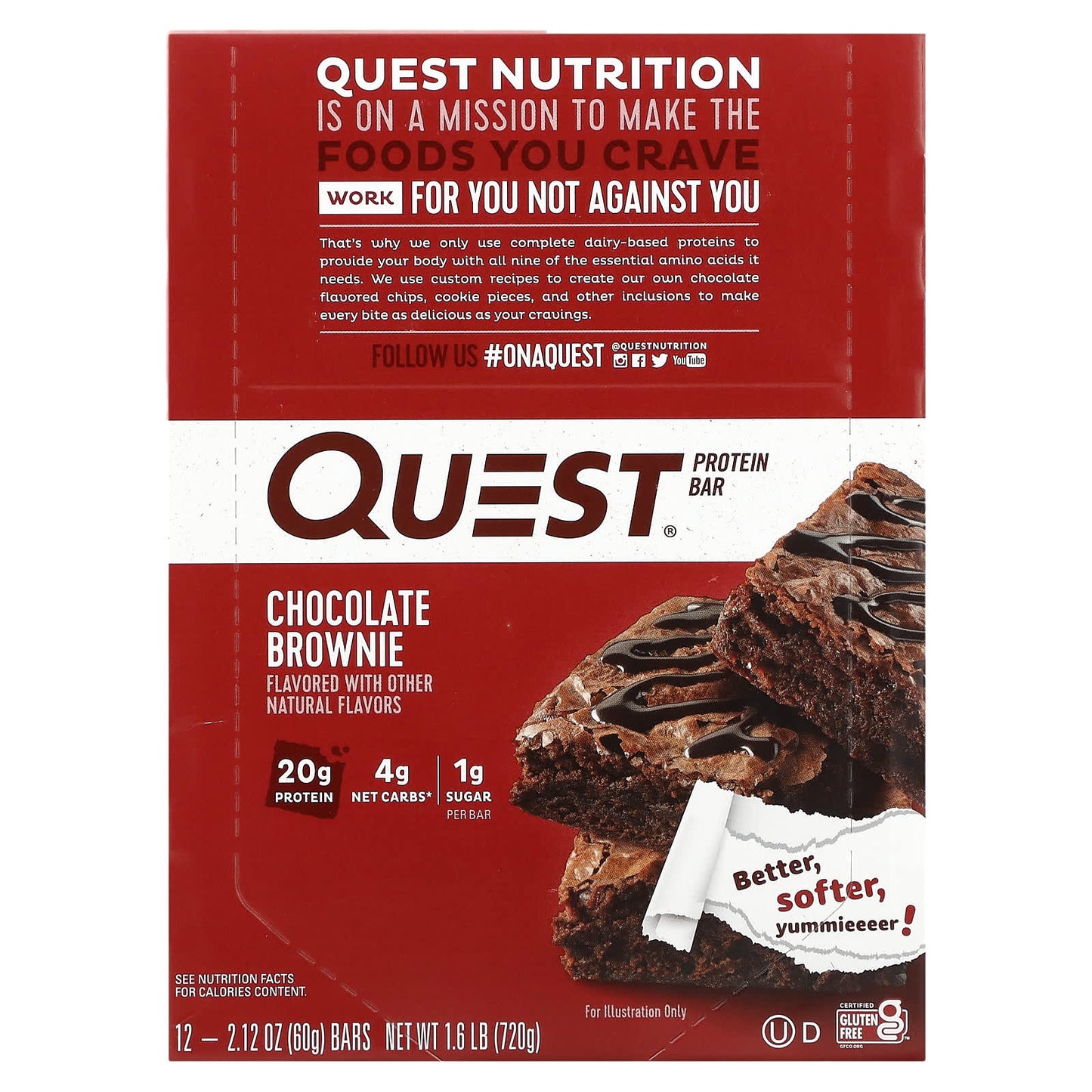 Quest Nutrition, Protein Bar, Chocolate Brownie, 12 Bars, 2.12 oz (60 g) Each - Image 1