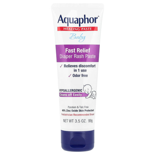 Fast Diaper Rash Relief with Aquaphor 40% Zinc Oxide Paste, 3.5 oz - Image 1