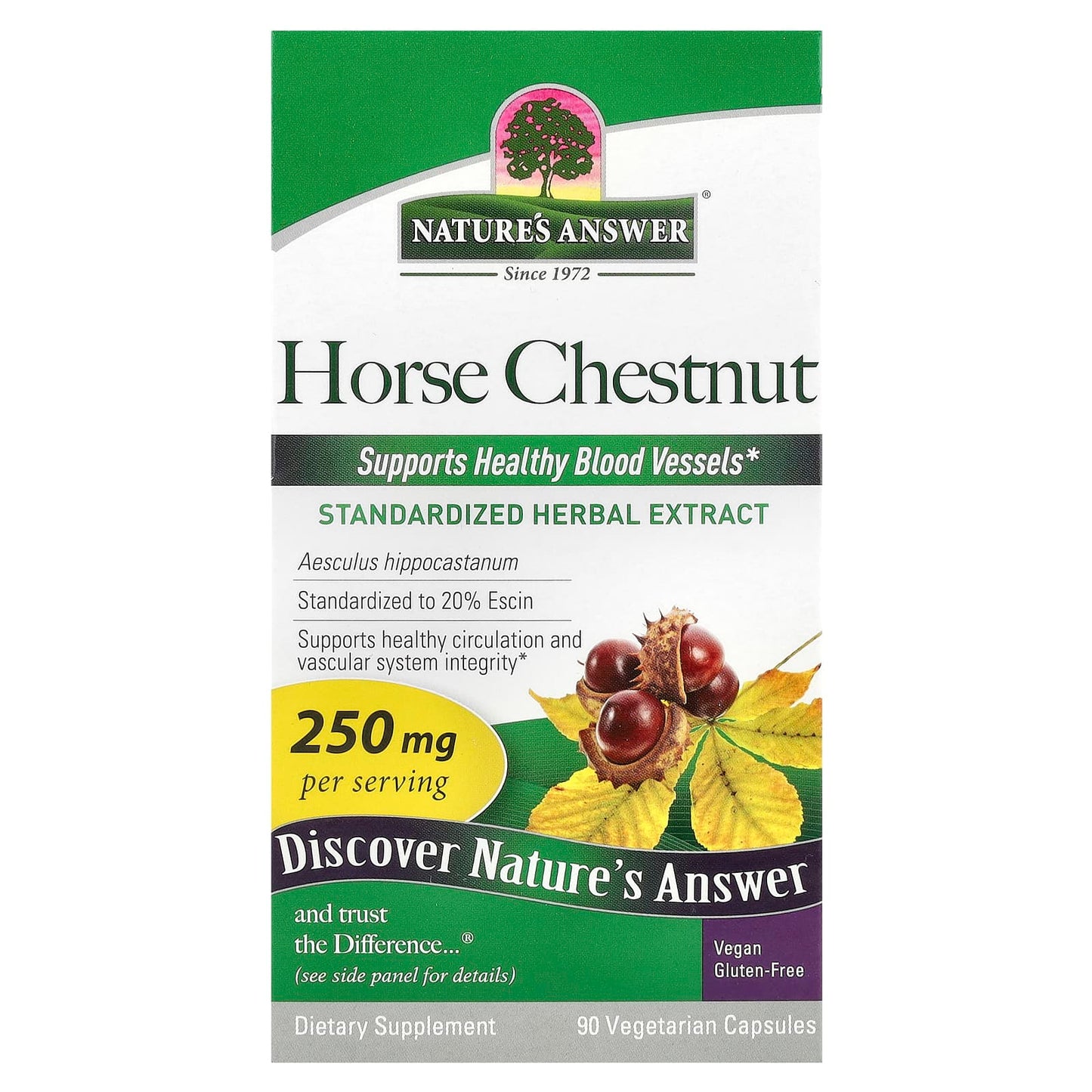 Nature's Answer, Horse Chestnut, 250 mg, 90 Vegetarian Capsules - Image 1