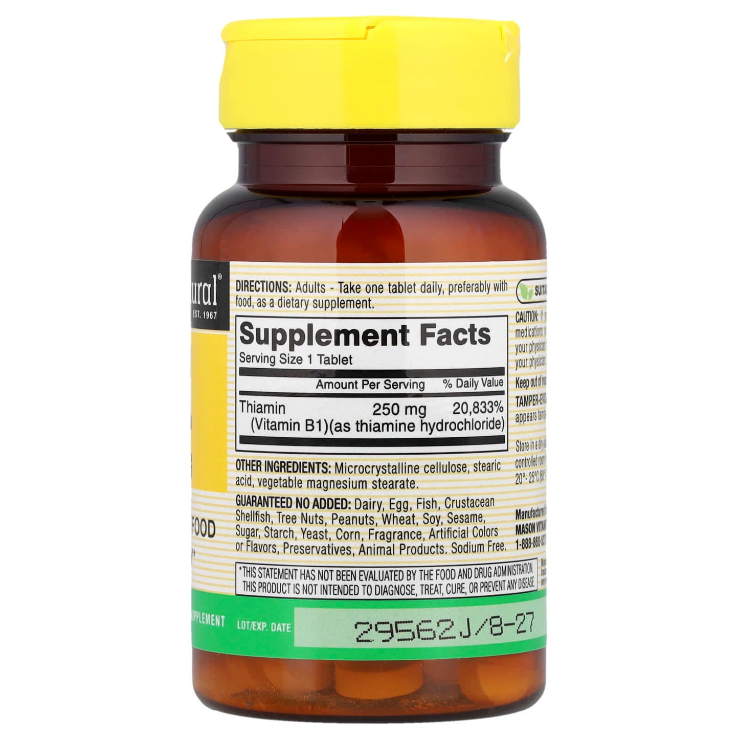 Mason Natural, Vitamin B-1, 250 mg, 100 Tablets - Image 2