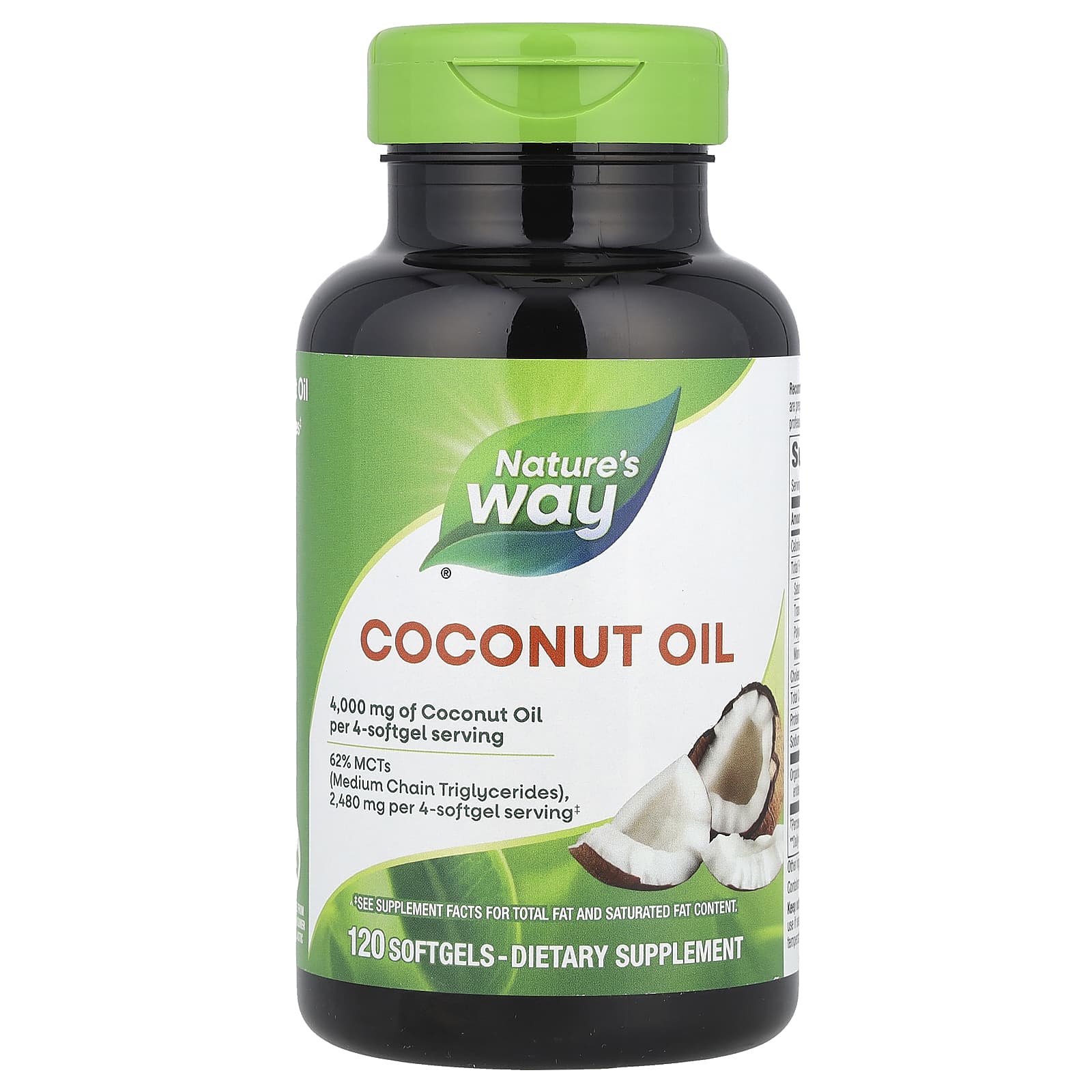 Nature's Way, Coconut Oil, 120 Softgels (1,000 mg per Softgel) - Image 1