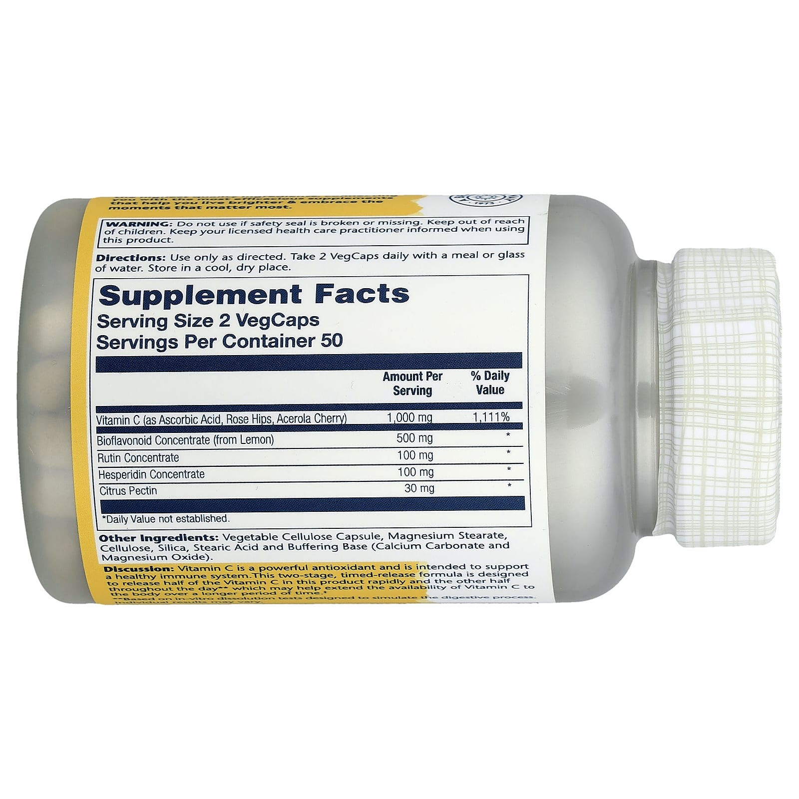 Solaray, Buffered Super Bio Vitamin C, 1,000 mg, 100 VegCaps (500 mg per Capsule) - Image 2