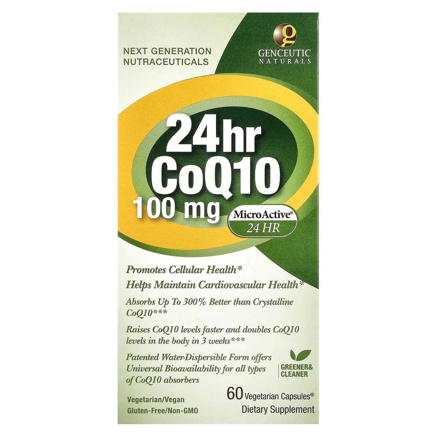 Genceutic Naturals 24hr CoQ10 100mg - Sustain Release Capsules - Image 1