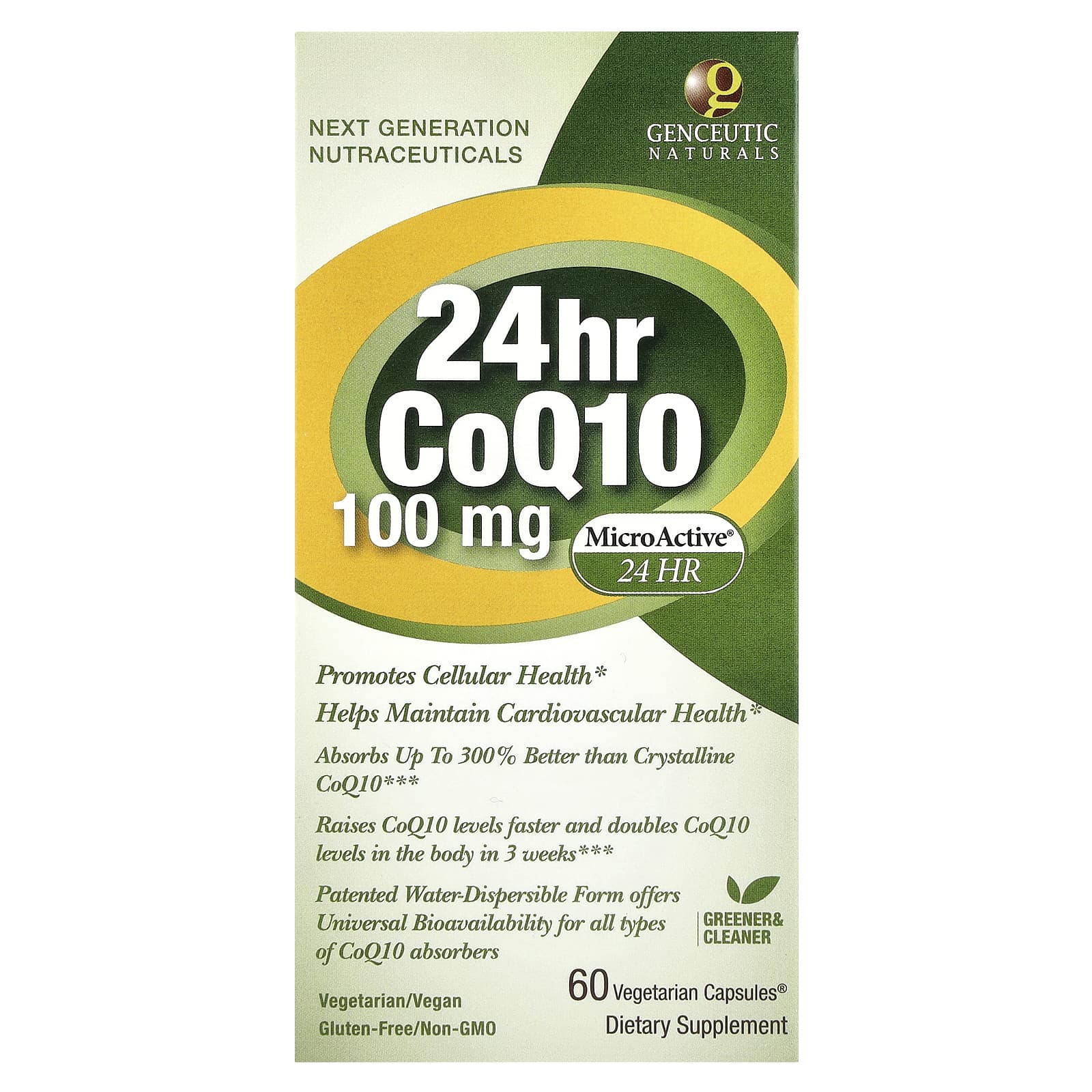 Genceutic Naturals 24hr CoQ10 100mg - Sustain Release Capsules - Image 1