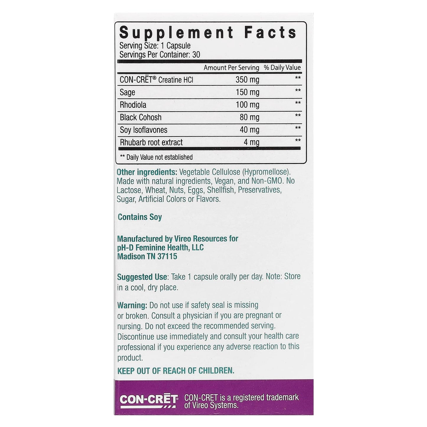 pH-D Feminine Health, Holistic Menopause Support, 30 Count - Image 2
