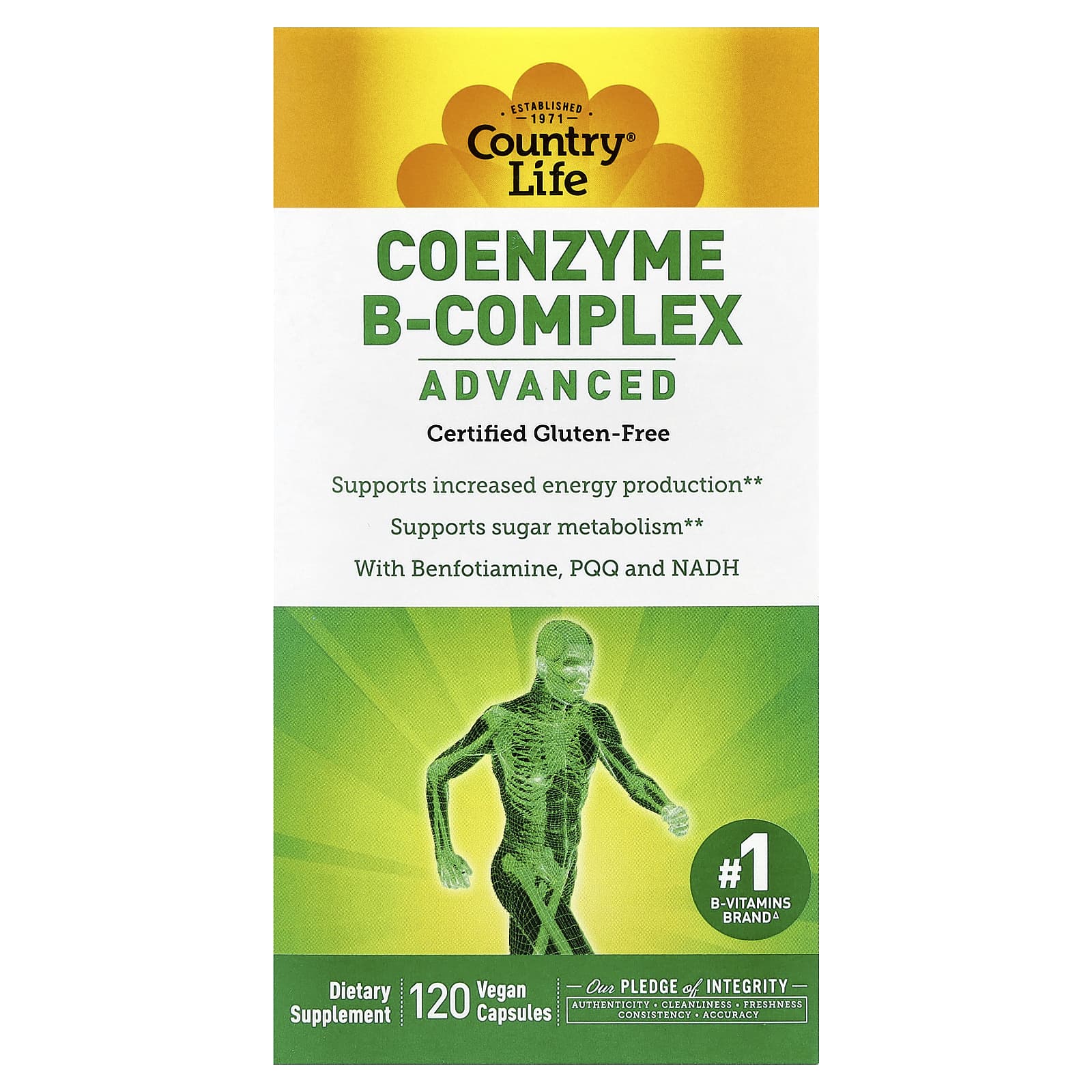 Country Life Advanced Coenzyme B-Complex, 120 Vegan Capsules - Image 1