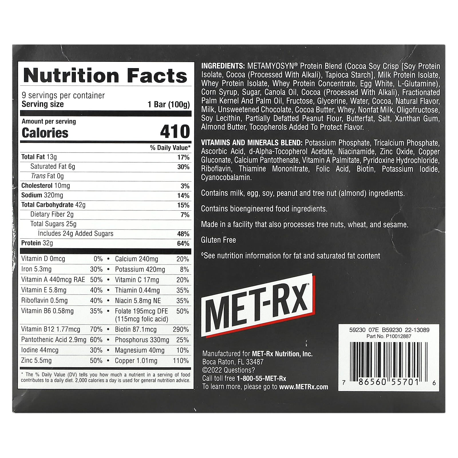 MET-Rx, Big 100, Meal Replacement Bar, Super Cookie Crunch, 9 Bars, 3.52 oz (100 g) Each - Image 2