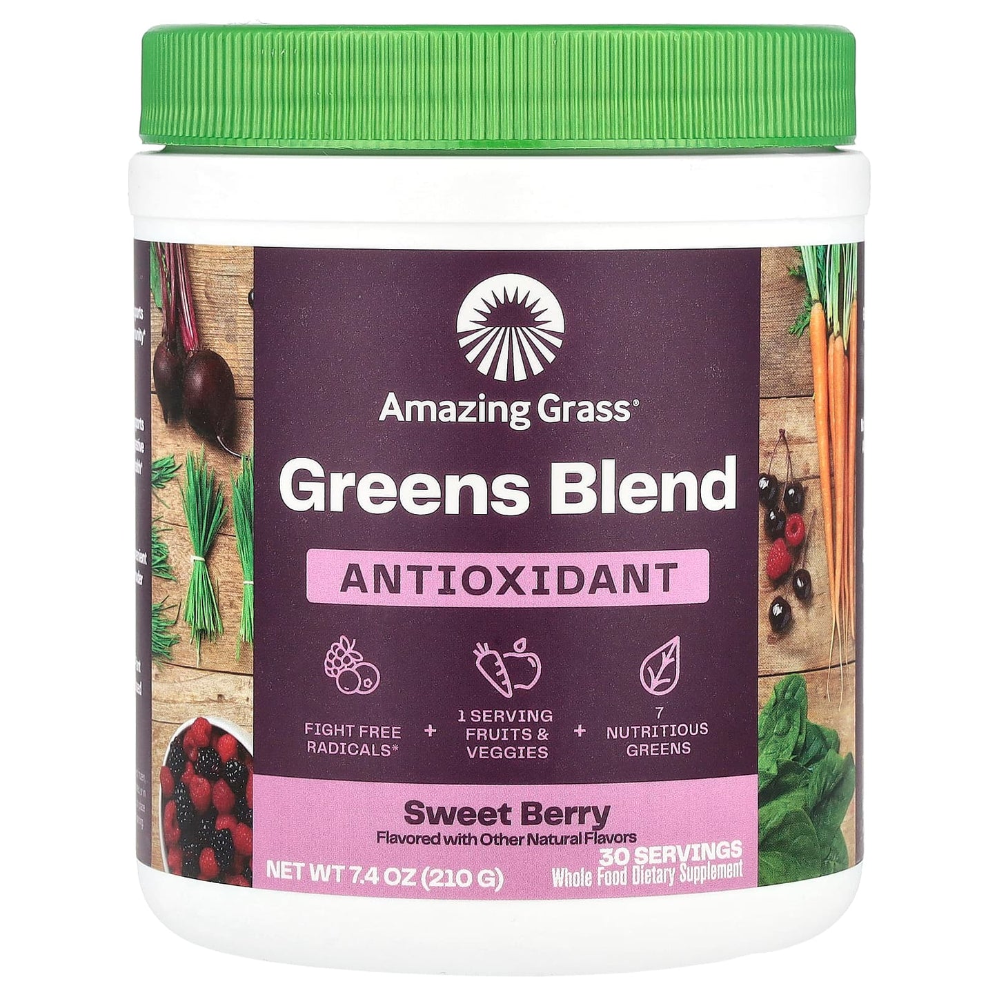 Amazing Grass Green Blend Antioxidant Powder - Sweet Berry Flavor 7.4 oz - Image 1
