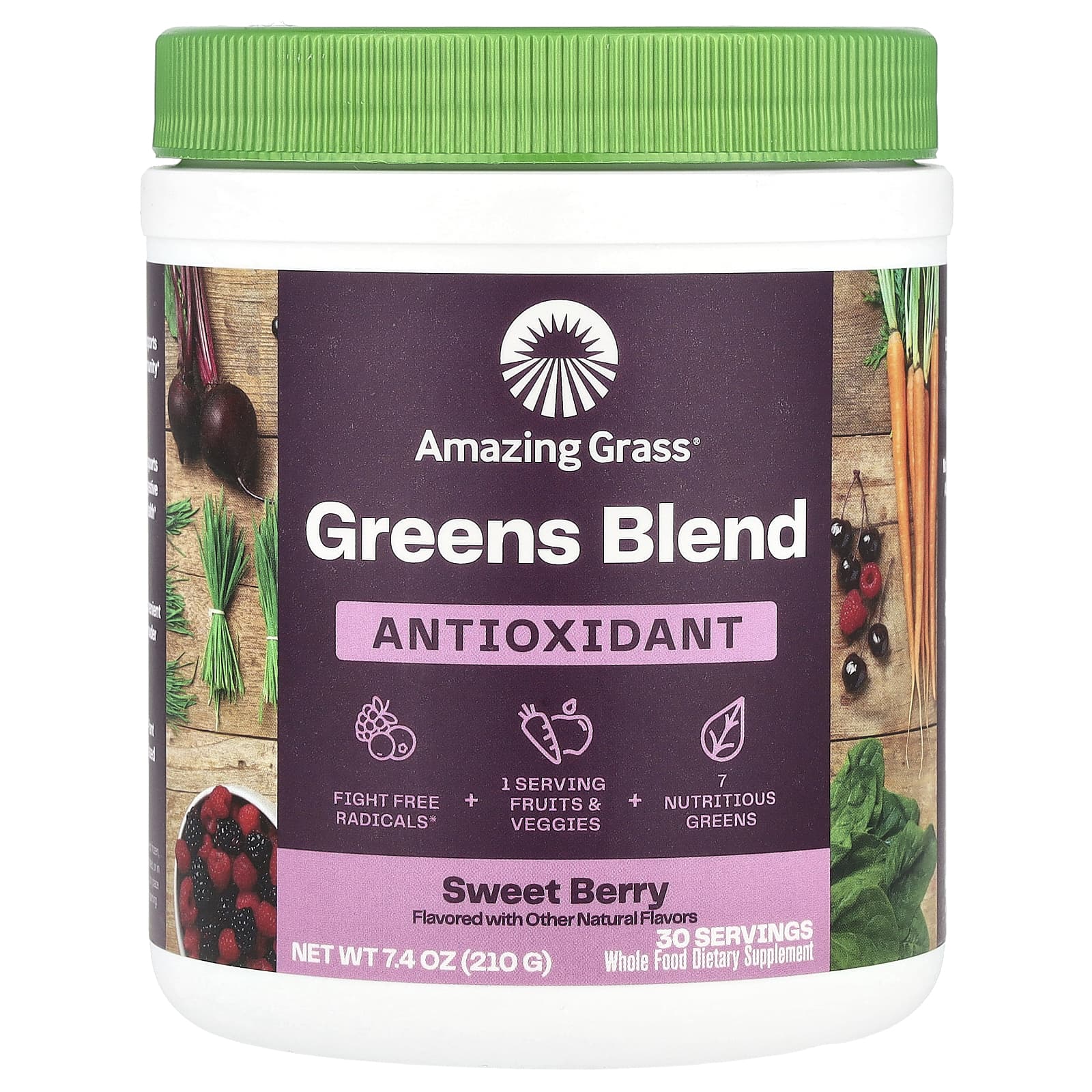 Amazing Grass Green Blend Antioxidant Powder - Sweet Berry Flavor 7.4 oz - Image 1