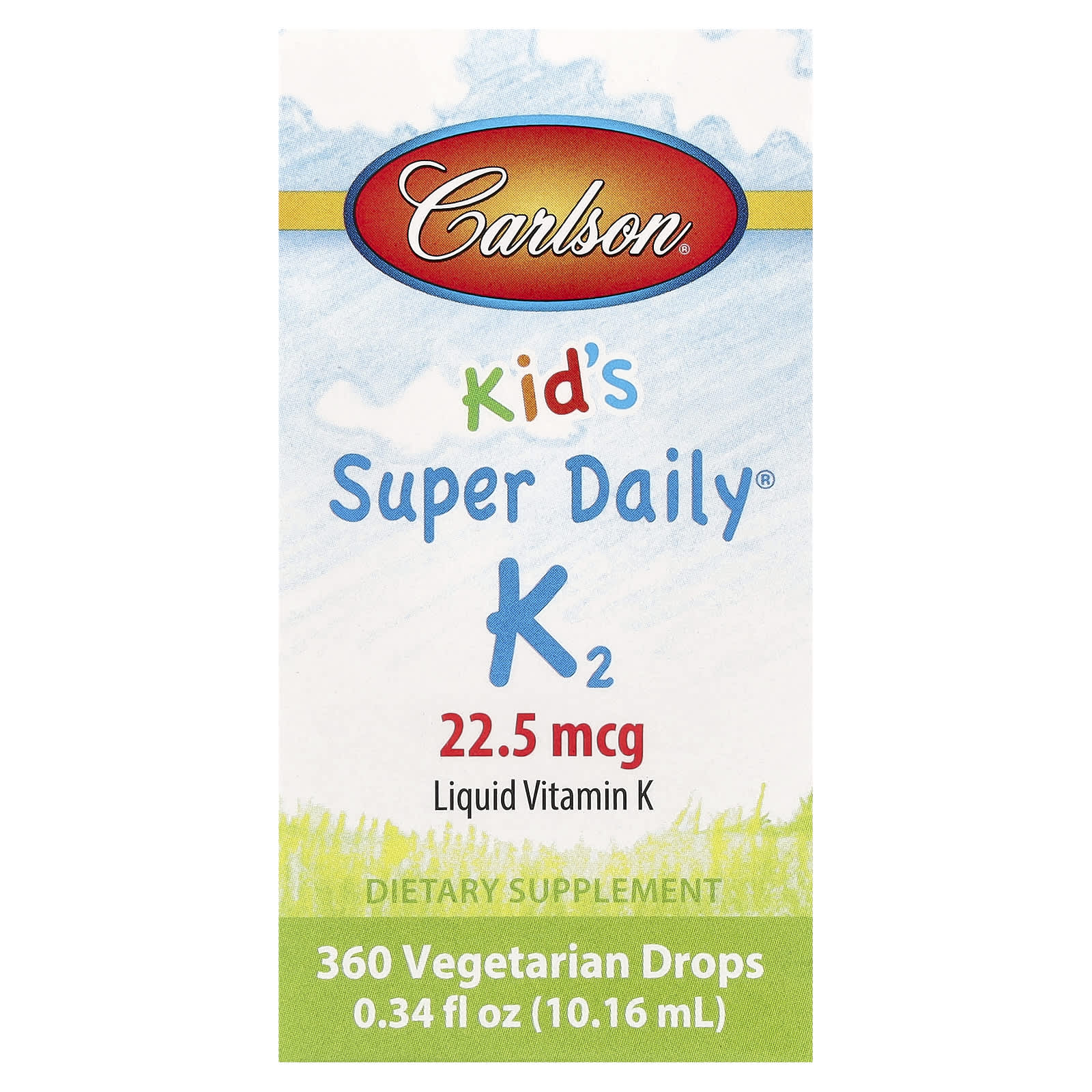 Carlson Kid's Super Daily K2 Vitamin, 360 mg, 10 ml Liquid Drops - Image 1