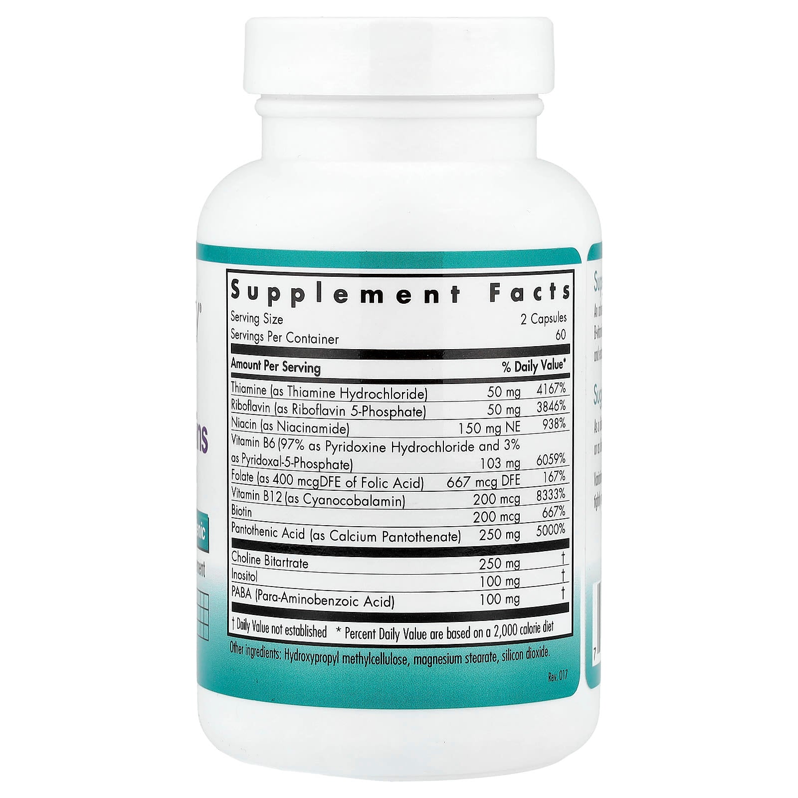 Nutricology, Super B Vitamins, 120 Vegetarian Capsules - Image 2