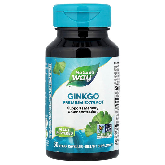 Nature's Way, Premium Extract, Ginkgo, 60 Vegan Capsules - Image 1