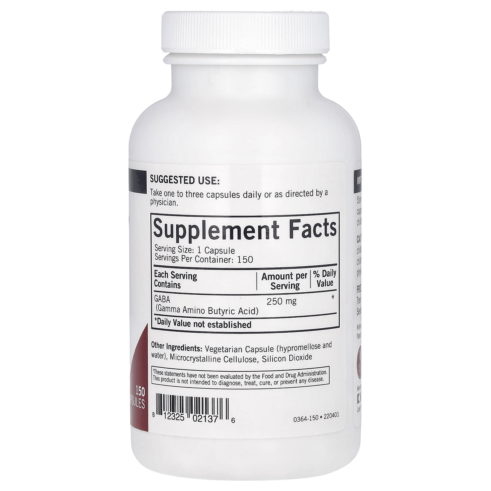 Kirkman Labs, GABA, 250 mg, 150 Capsules - Image 2