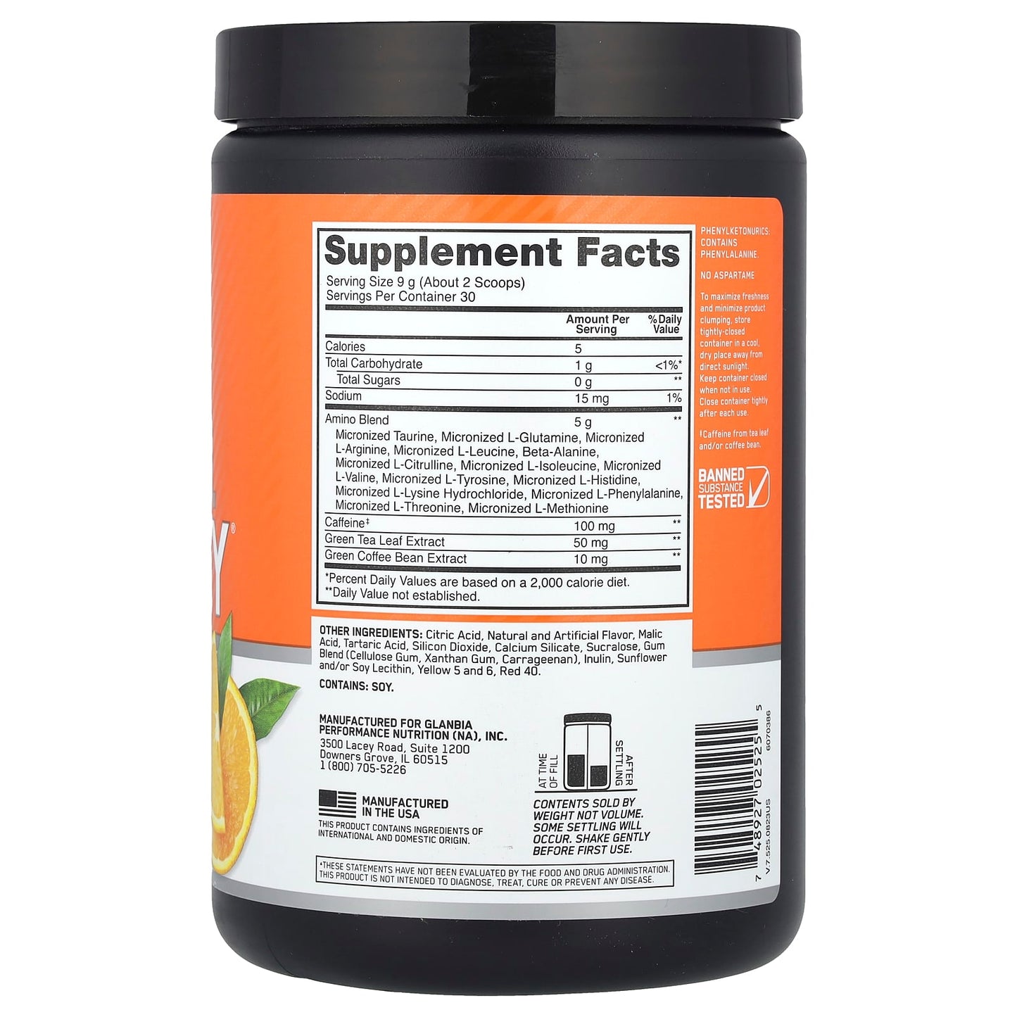 Optimum Nutrition, Essential Amin.O. Energy®, Orange, 9.5 oz (270 g) - Image 2