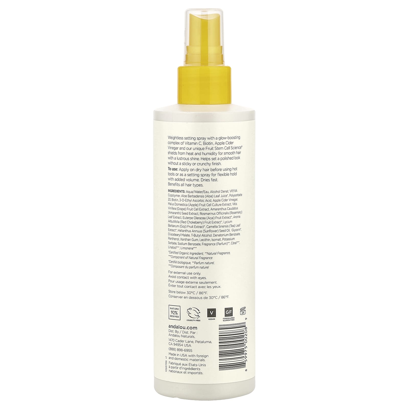 Andalou Naturals Sunflower Citrus Hair Spray for Medium Hold - Image 2