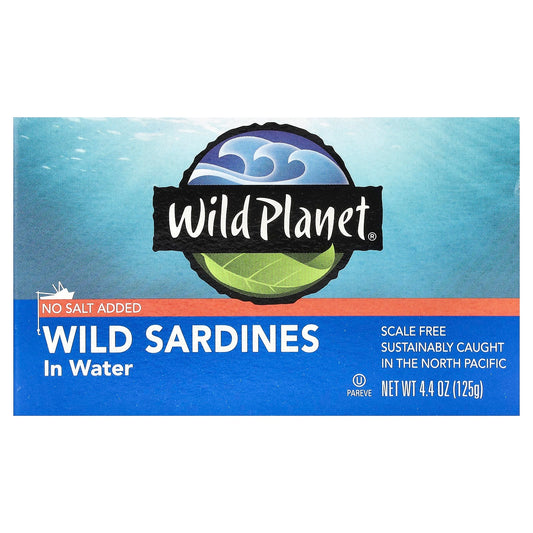 Wild Planet, Wild Sardines In Water, No Salt Added, 4.4 oz (125 g) - Image 1
