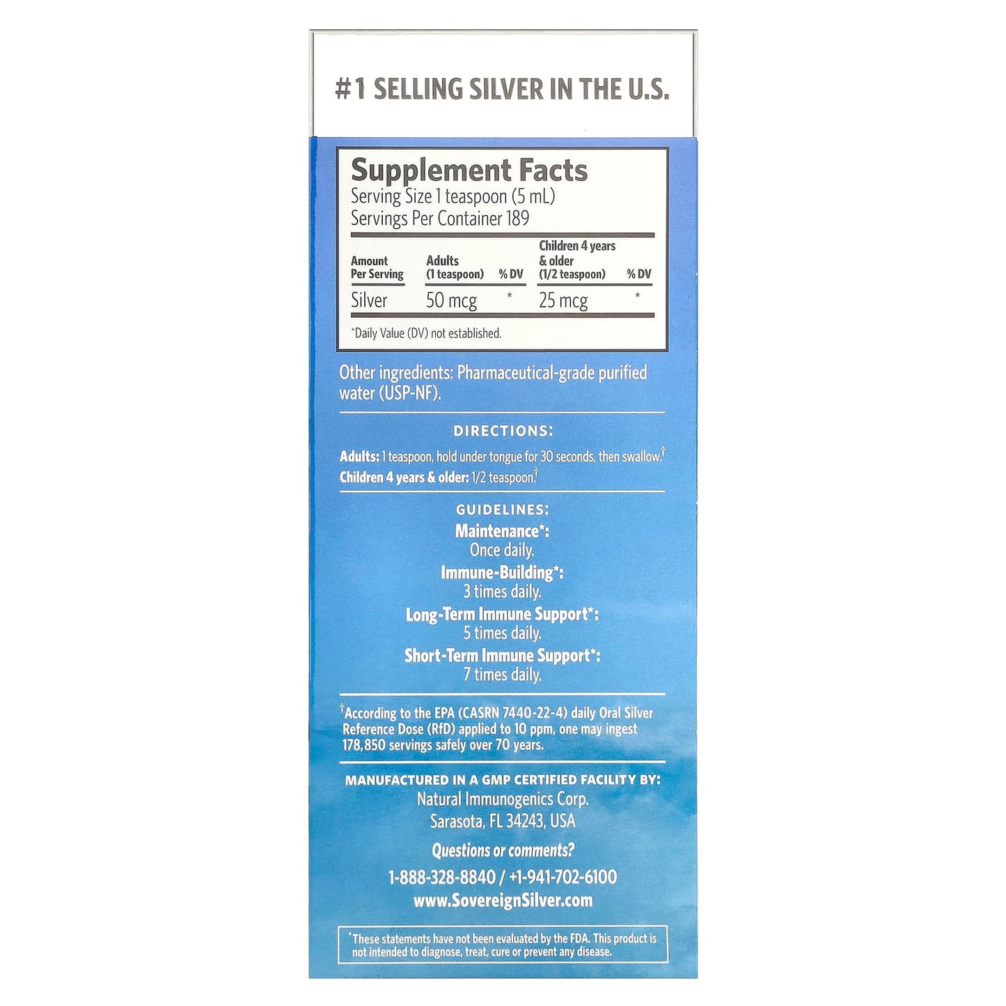 Sovereign Silver, Bio-Active Silver Hydrosol™, 10 PPM, 32 fl oz (946 ml) - Image 2