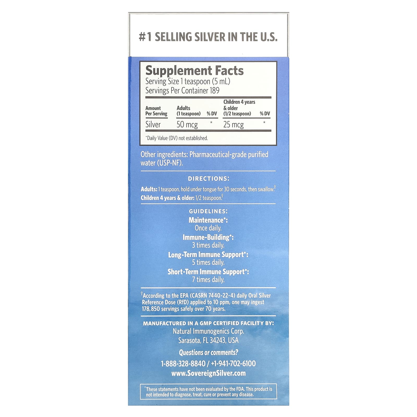 Sovereign Silver, Bio-Active Silver Hydrosol™, 10 PPM, 32 fl oz (946 ml) - Image 2
