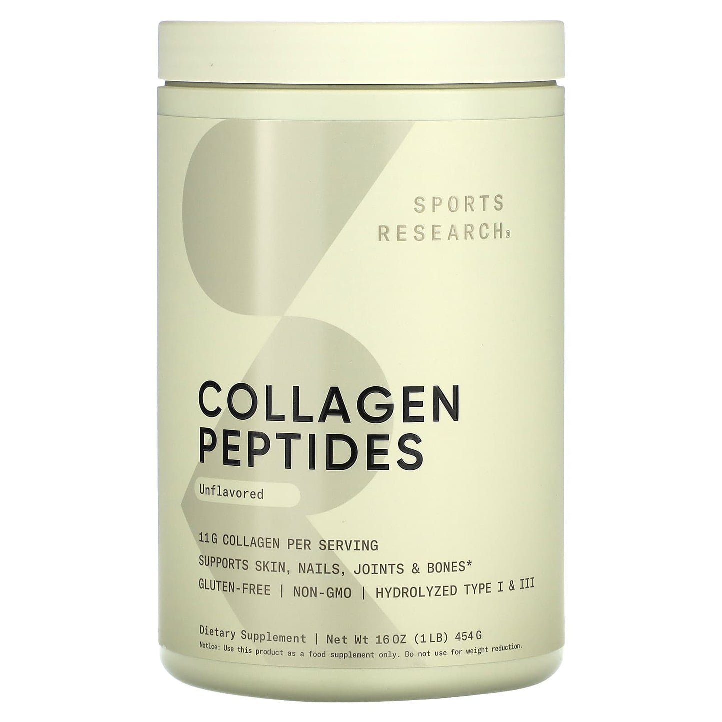 Sports Research, Collagen Peptides, Unflavored, 1 lb (454 g) - Image 1