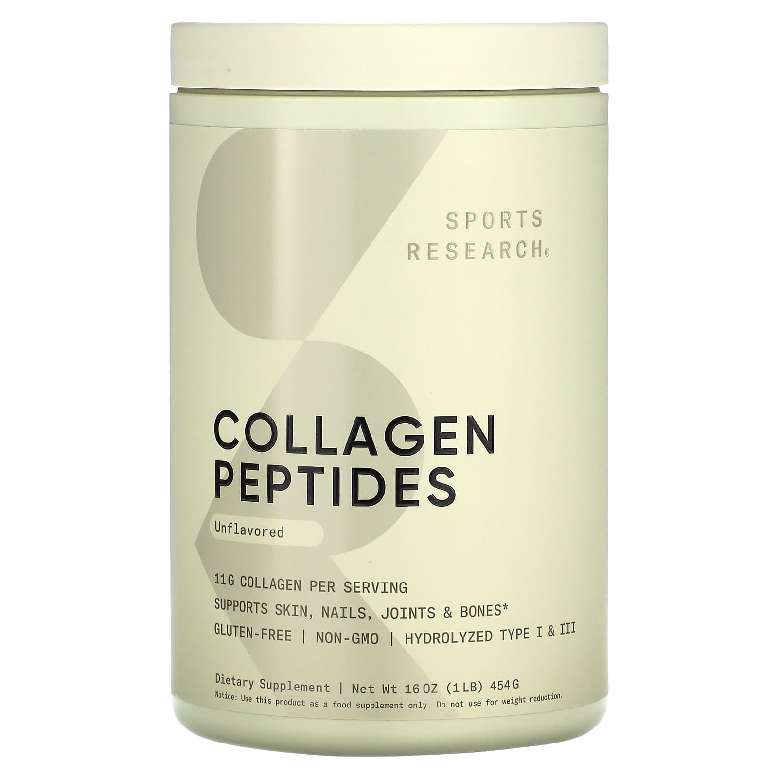 Sports Research, Collagen Peptides, Unflavored, 1 lb (454 g) - Image 1