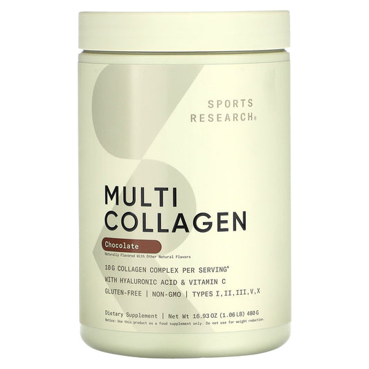 Sports Research, Multi Collagen, Chocolate, 1.06 lb (480 g) - Image 1