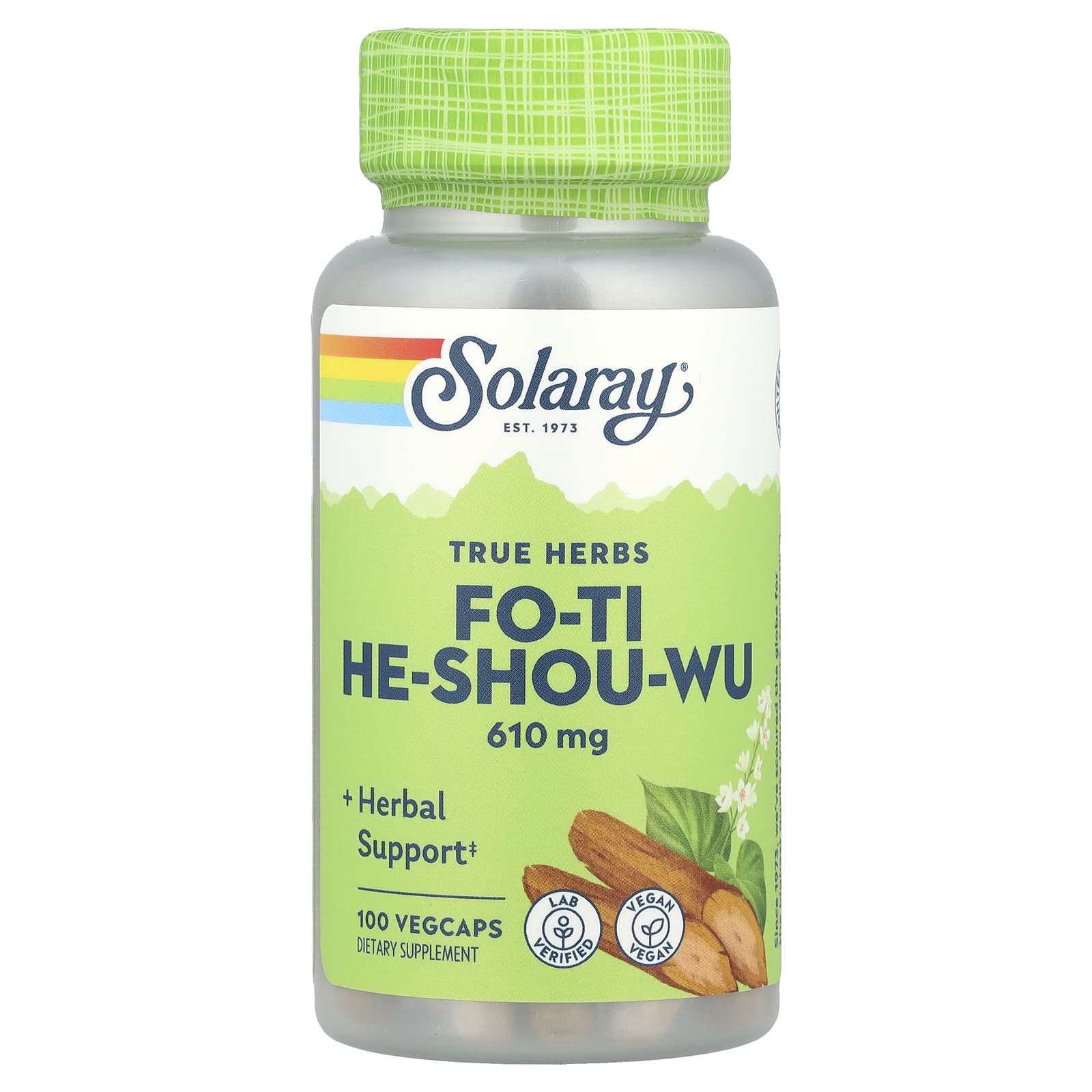 Solaray, True Herbs, Fo-Ti He-Shou-Wu, 610 mg, 100 VegCaps - Image 1