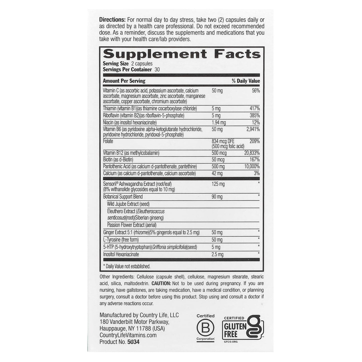 Country Life Triple Action Stress Shield 60 Veg Capsules - Image 2