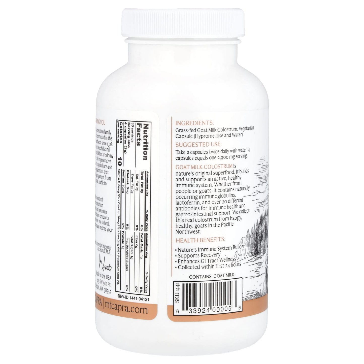Mt. Capra, Goat Milk Colostrum, 120 Capsules - Image 2
