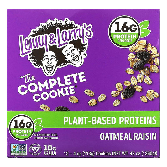 Lenny & Larry's, The Complete Cookie, Oatmeal Raisin, 12 Cookies, 4 oz (113 g) Each - Image 1