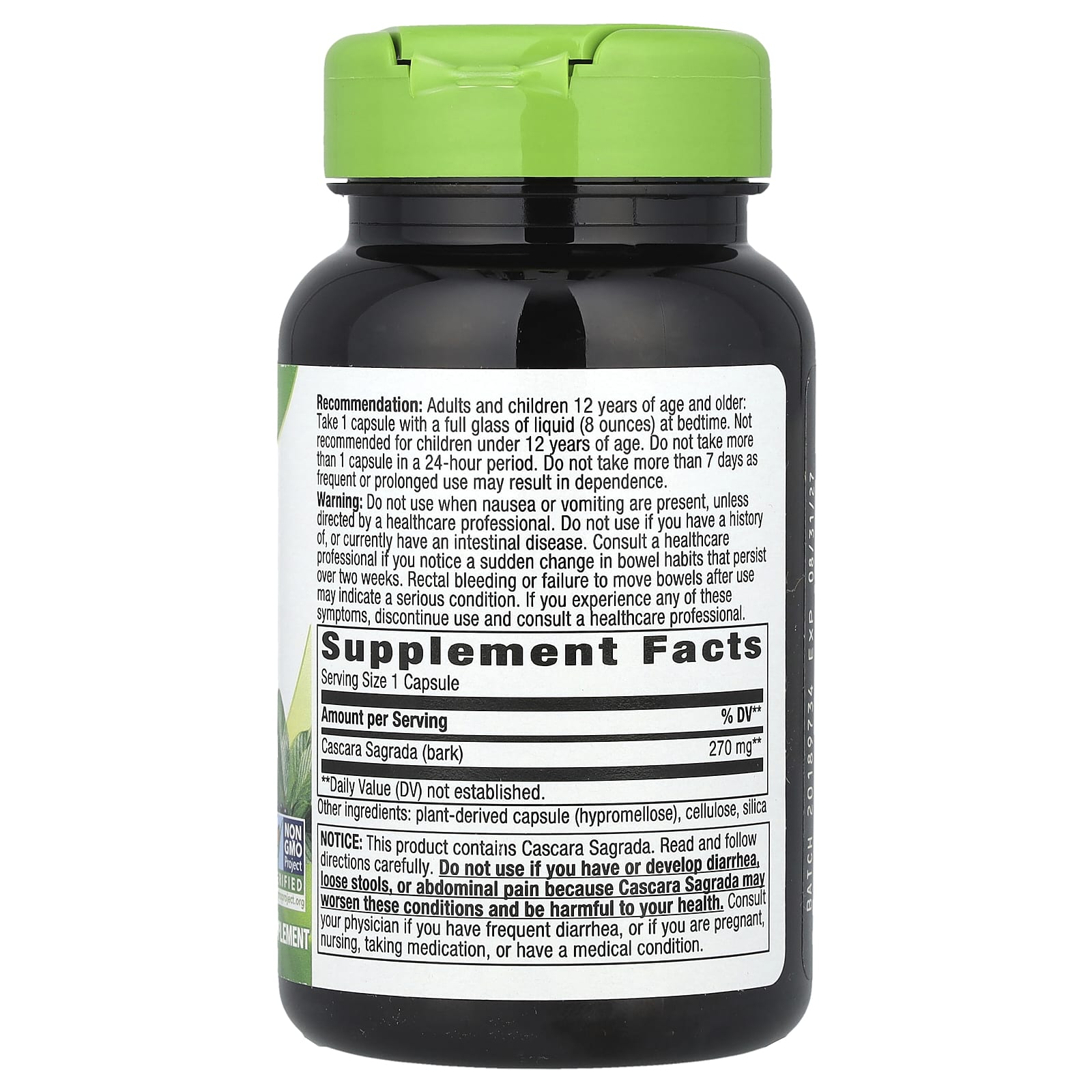 Nature's Way, Cascara Sagrada, 270 mg, 100 Vegan Capsules - Image 2
