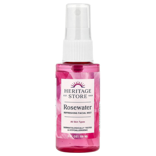 Heritage Store Rosewater Facial Mist 2 fl oz, All Skin Types, Cruelty Free - Image 1