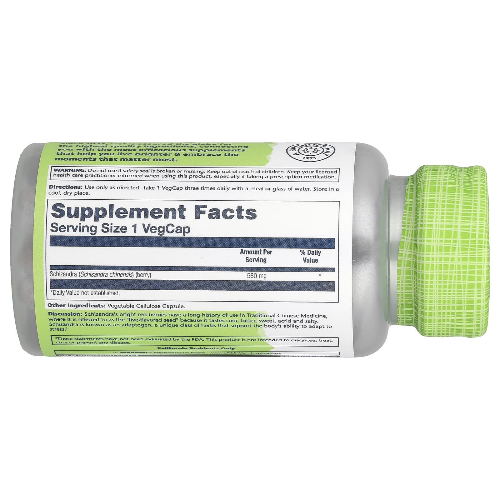 Solaray, True Herbs, Schizandra, 580 mg, 100 VegCaps - Image 2
