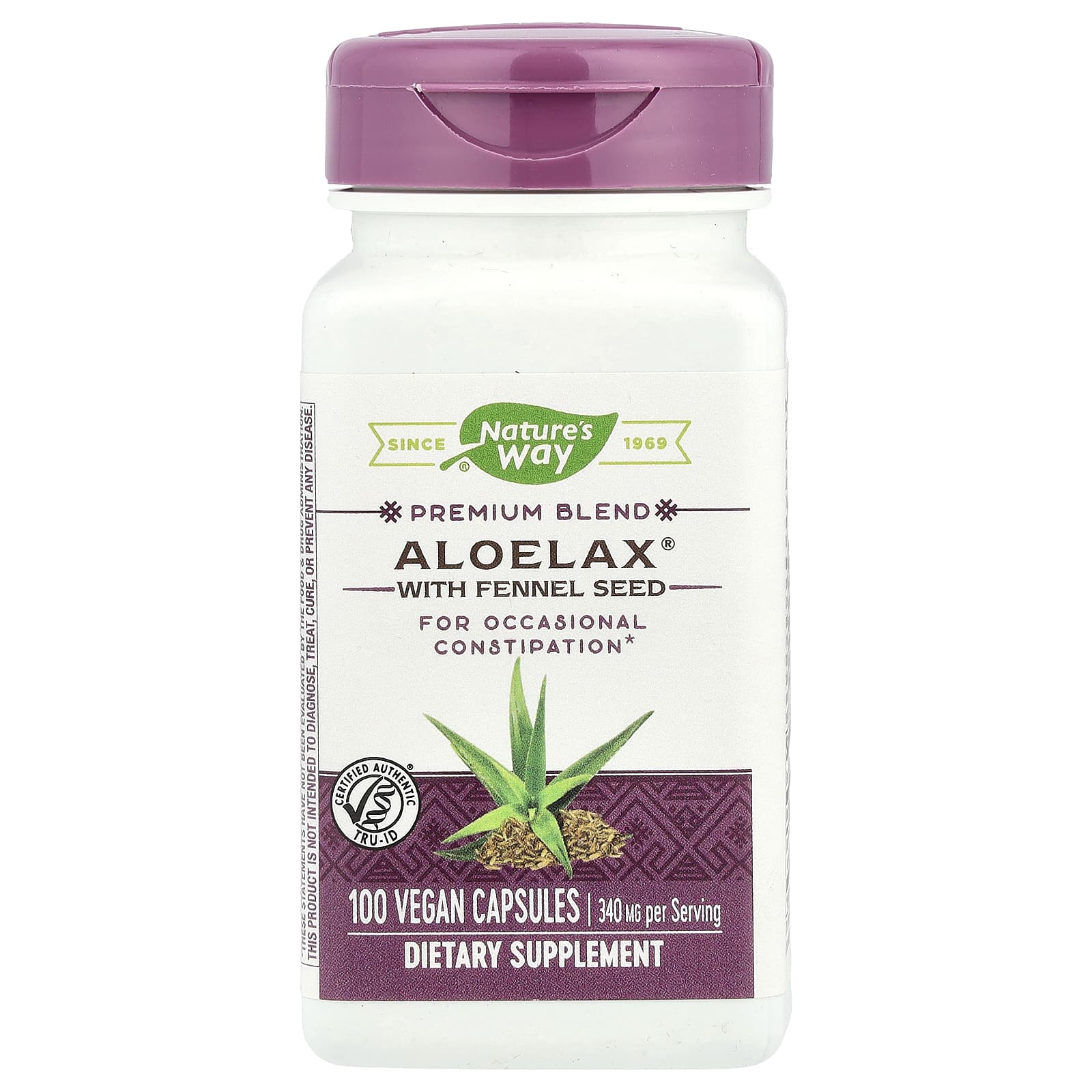Nature's Way, Aloelax® with Fennel Seed, 340 mg, 100 Vegan Capsules - Image 1