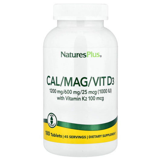 NaturesPlus, Cal/Mag/Vit D3 with Vitamin K2, 180 Tablets - Image 1