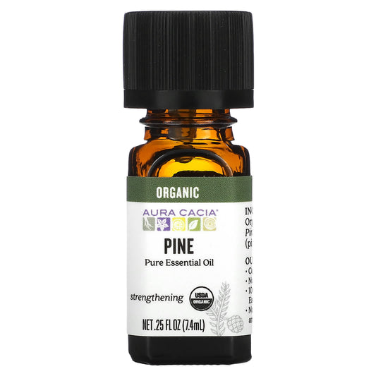 Pure Organic Pine Essential Oil by Aura Cacia, 0.25 fl oz (7.4 ml) - Image 1