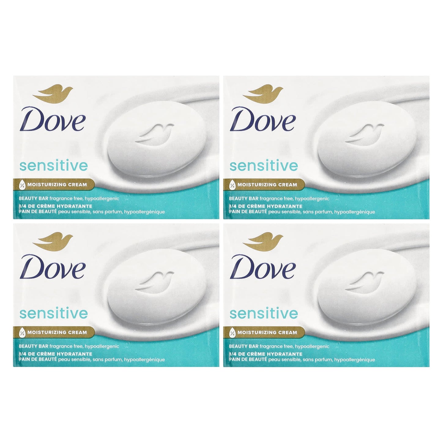 Fragrance-Free Dove Soap Bars for Sensitive Skin, 4-Pack, 3.75 oz Each - Image 1