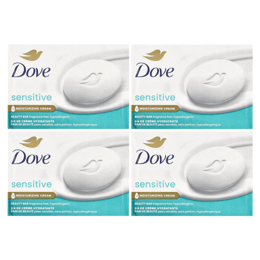 Fragrance-Free Dove Soap Bars for Sensitive Skin, 4-Pack, 3.75 oz Each - Image 1