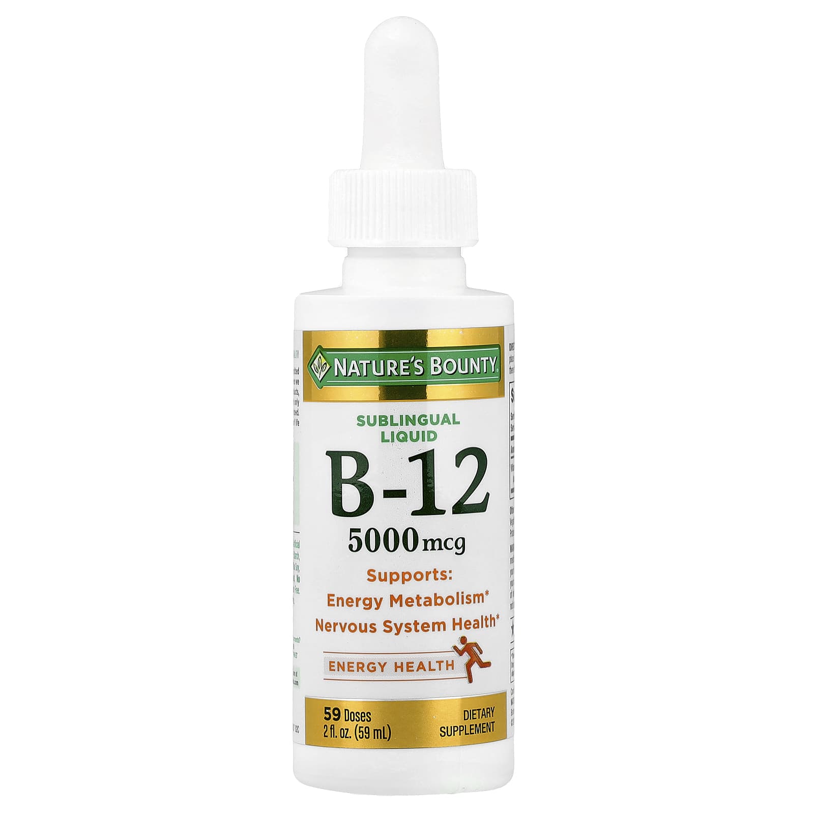 Nature's Bounty, B-12, Sublingual Liquid, 5,000 mcg, 2 fl oz (59 ml) - Image 1