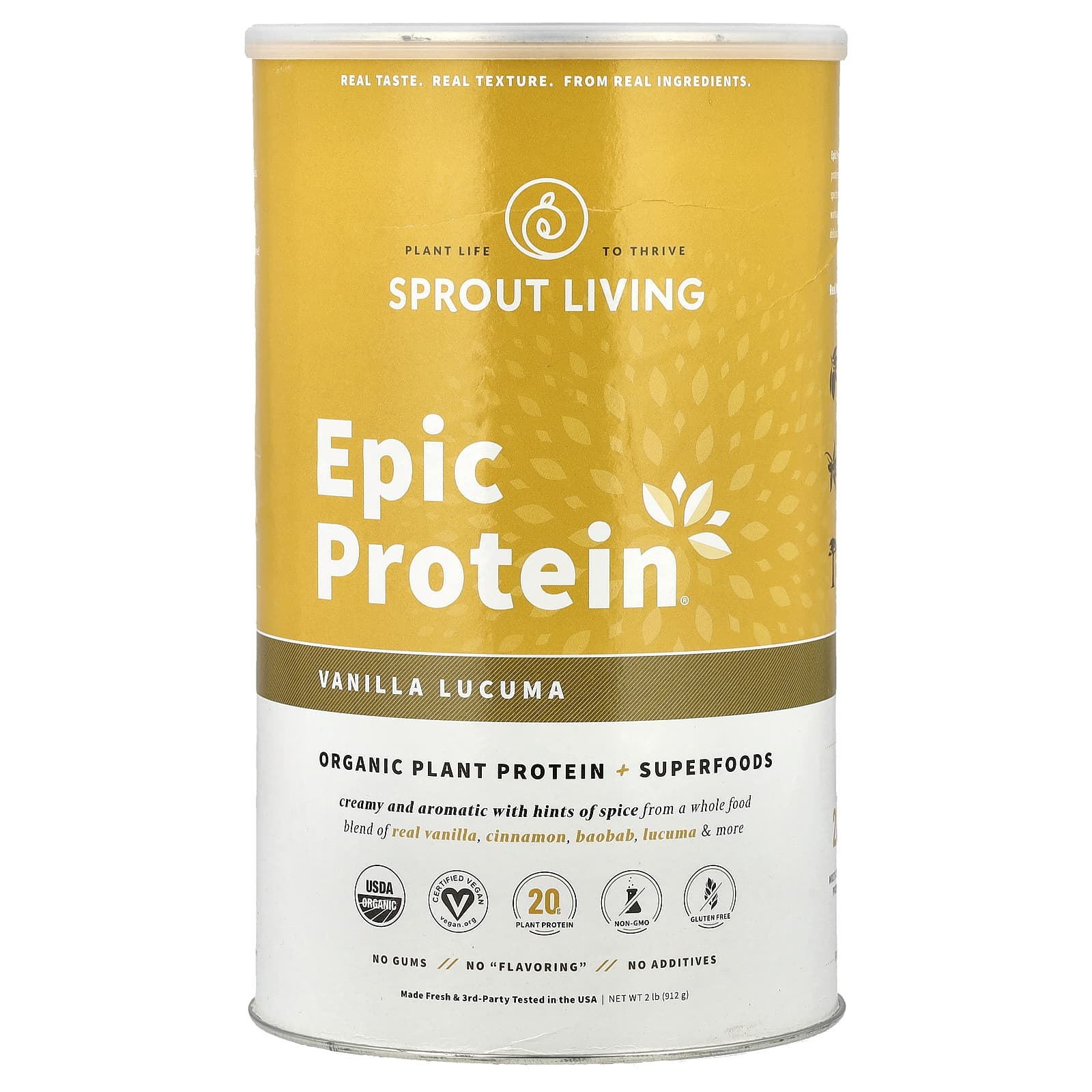 Sprout Living, Epic Protein®, Organic Plant Protein + Superfoods, Vanilla Lucuma, 2 lb (912 g) - Image 1