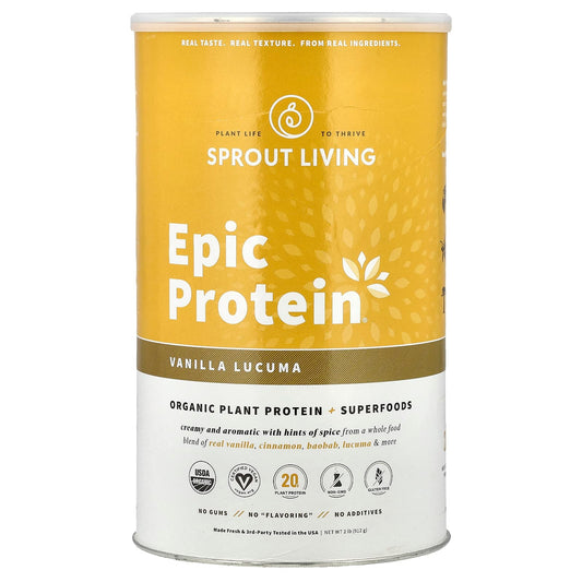 Sprout Living, Epic Protein®, Organic Plant Protein + Superfoods, Vanilla Lucuma, 2 lb (912 g) - Image 1