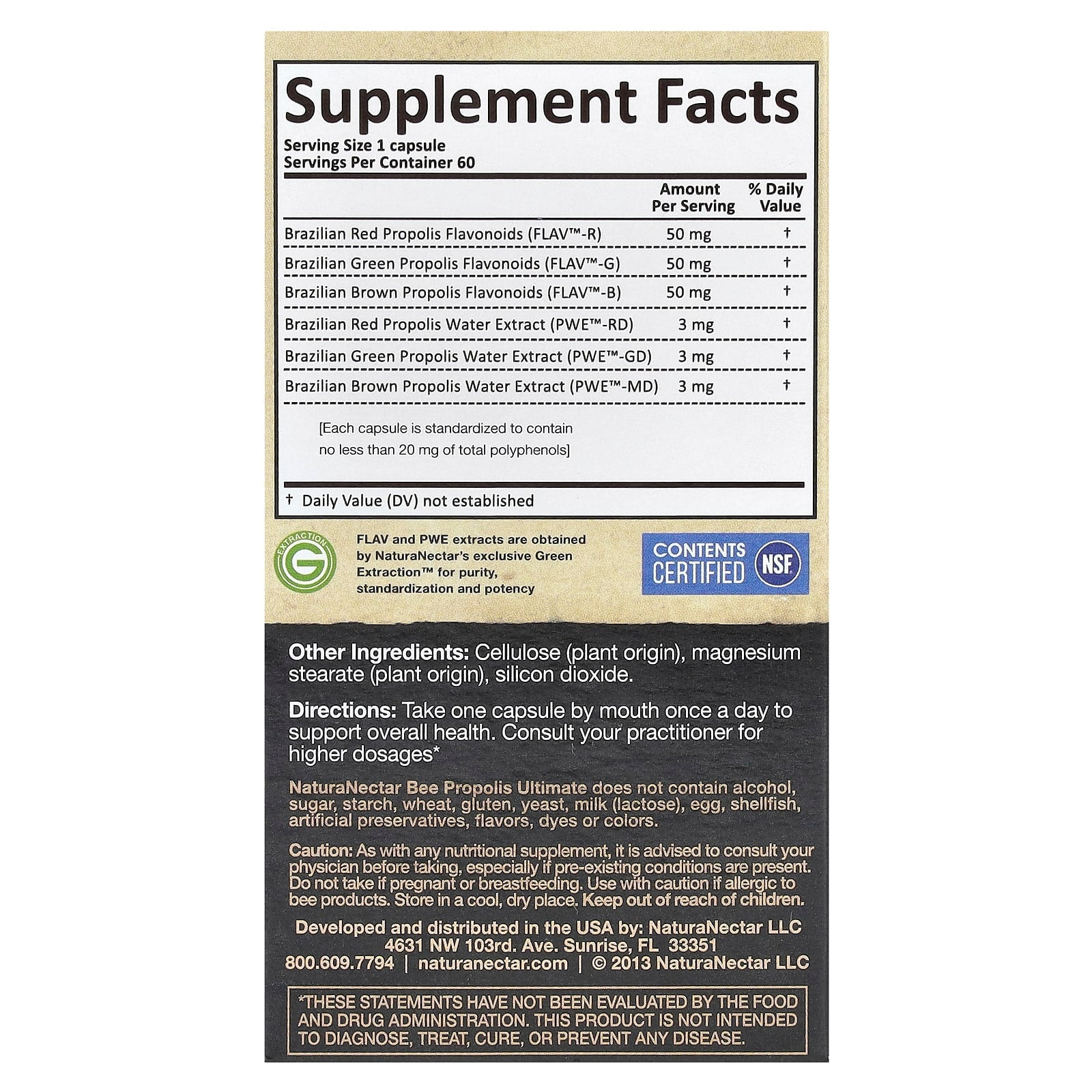 NaturaNectar, Bee Propolis Ultimate, 60 Vegetable Capsules - Image 2