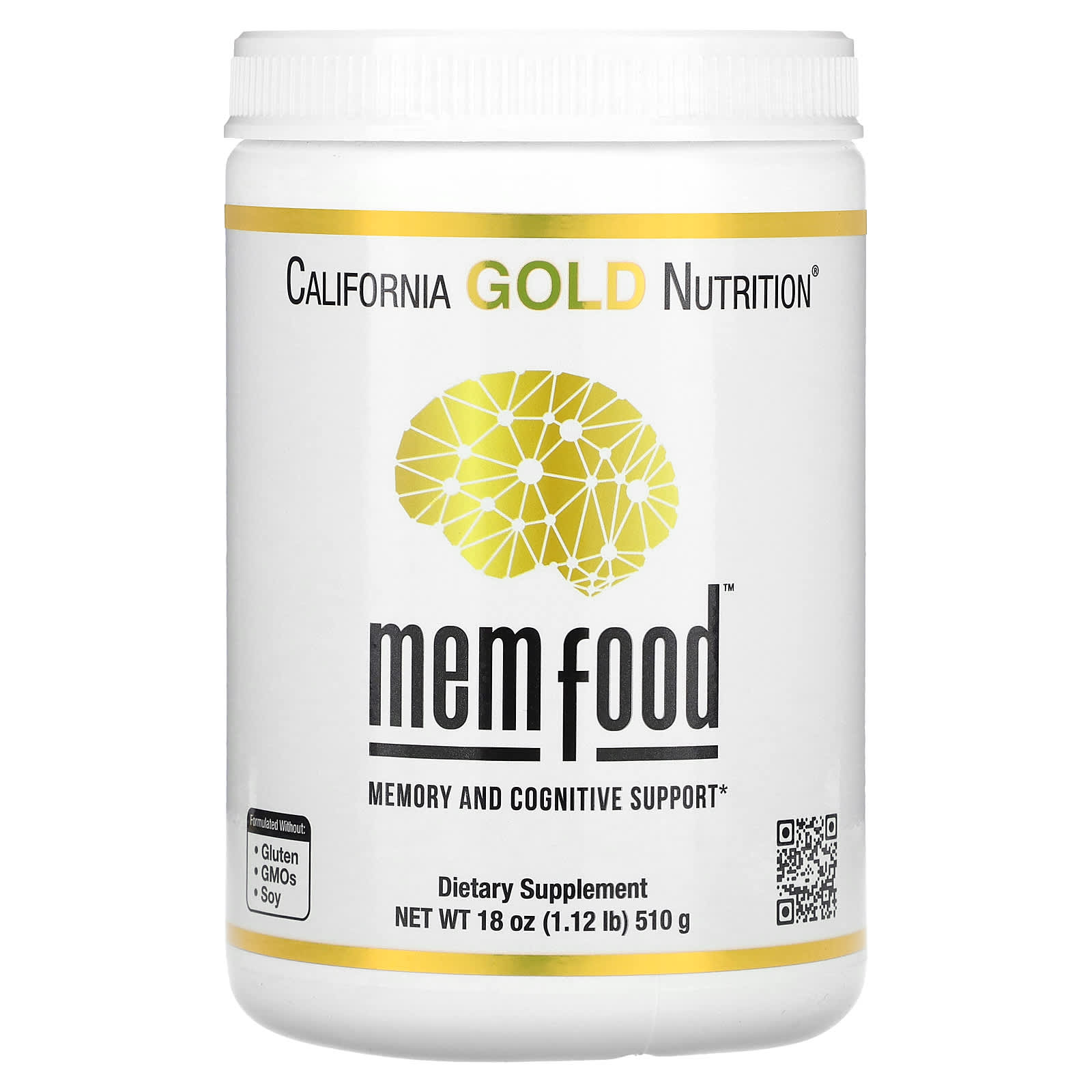 California Gold Nutrition - Memory Support Supplement, 1.12 lb (510g) - Image 1