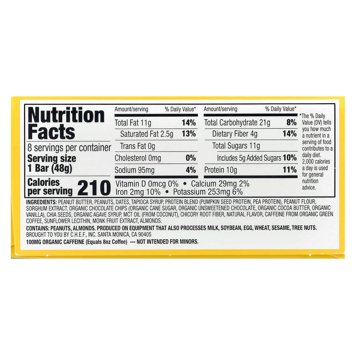 Quantum Energy Square, Peanut Butter Dark Chocolate, 8 Energy Bars, 1.69 oz (48 g) Each - Image 2