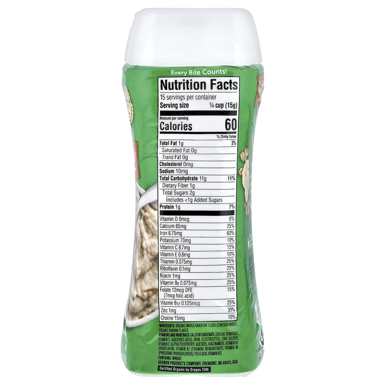 Gerber Organic Grain & Grow 2nd Foods Oatmeal Banana Cereal, 8 oz (227 g) - Image 2