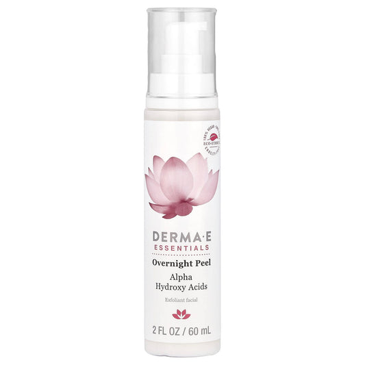 Derma E Overnight Peel, 5% Alpha Hydroxy Acids, Vegan, 2 fl oz - Image 1
