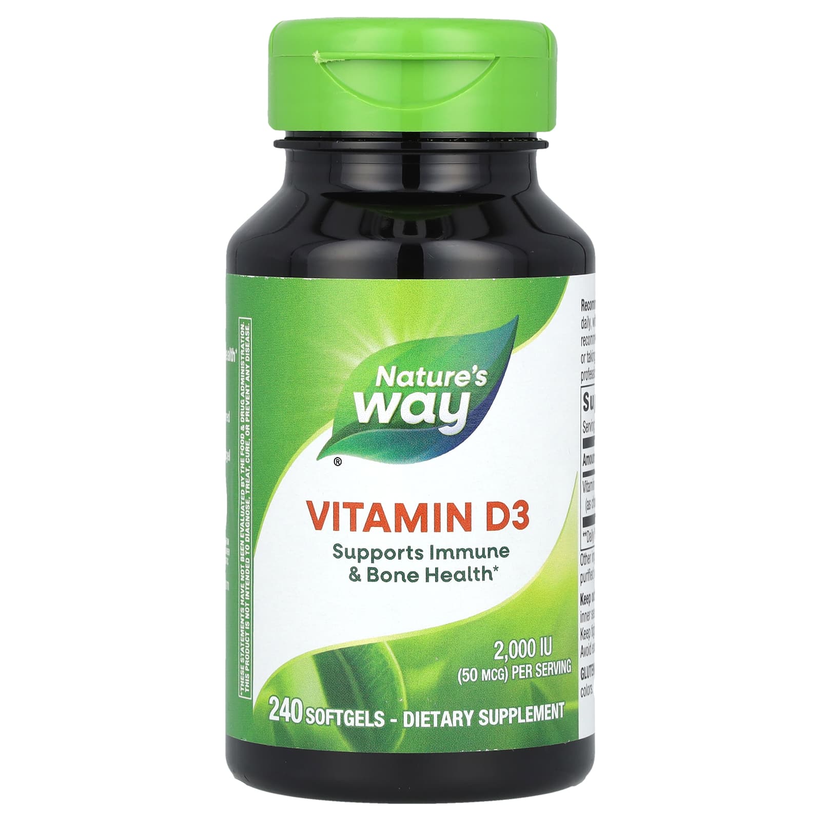 Nature's Way, Vitamin D3, 50 mcg (2,000 IU), 240 Softgels - Image 1