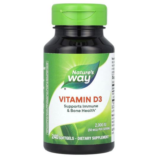 Nature's Way, Vitamin D3, 50 mcg (2,000 IU), 240 Softgels - Image 1