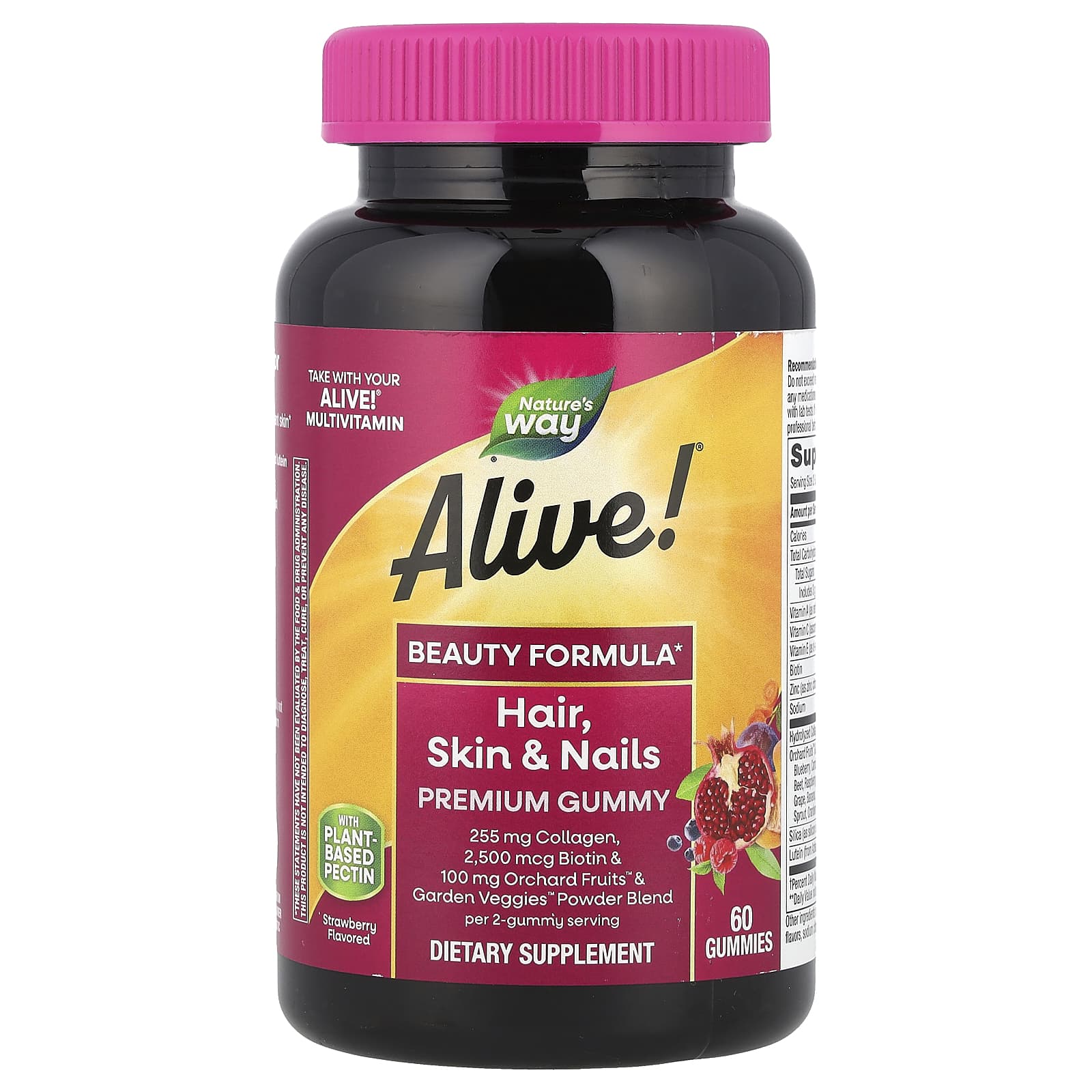 Nature's Way, Alive!® Hair, Skin & Nails Premium Gummy, Strawberry, 60 Gummies - Image 1
