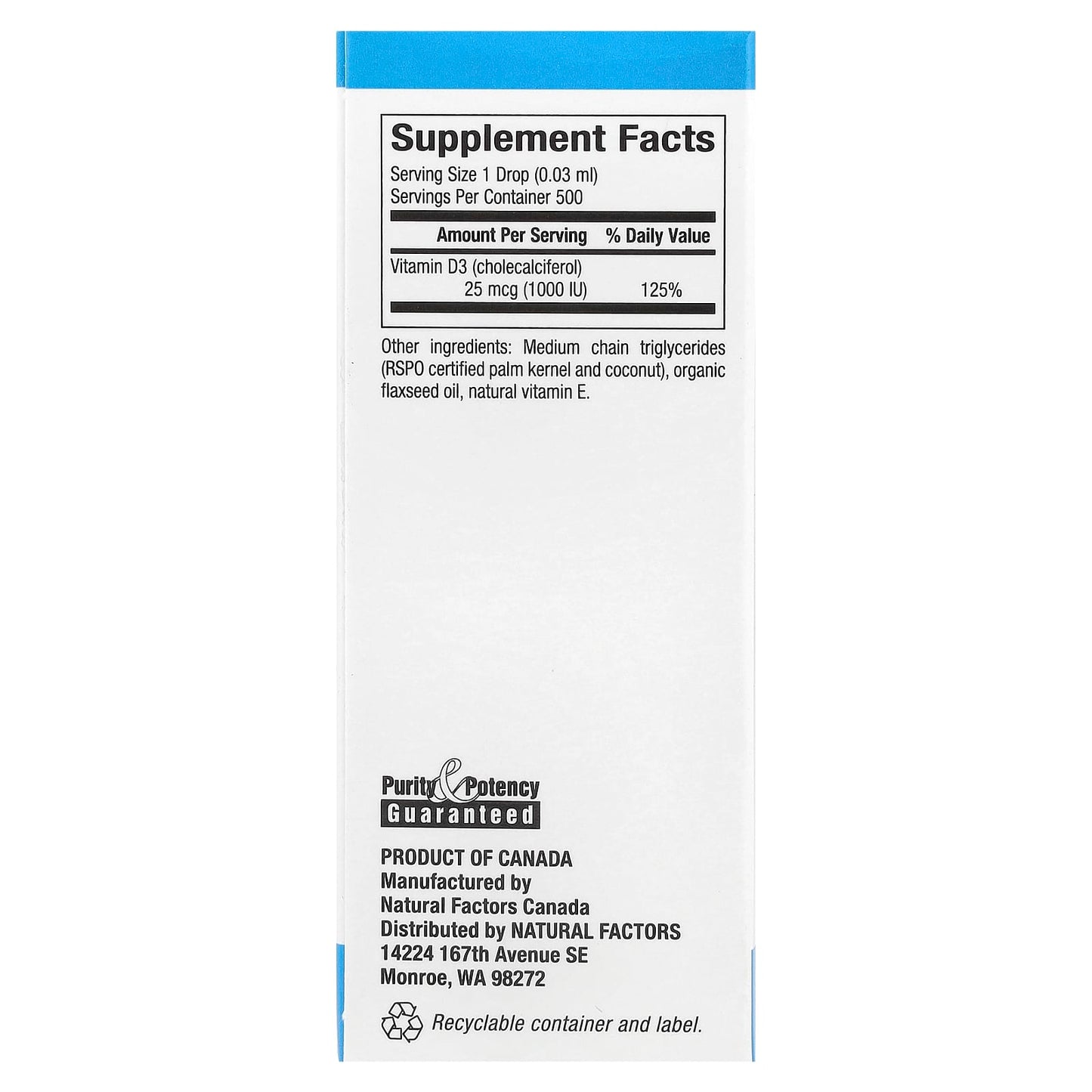 Natural Factors, Vitamin D3 Drops, Unflavored, 25 mcg (1,000 IU), 0.5 fl oz (15 ml) - Image 2