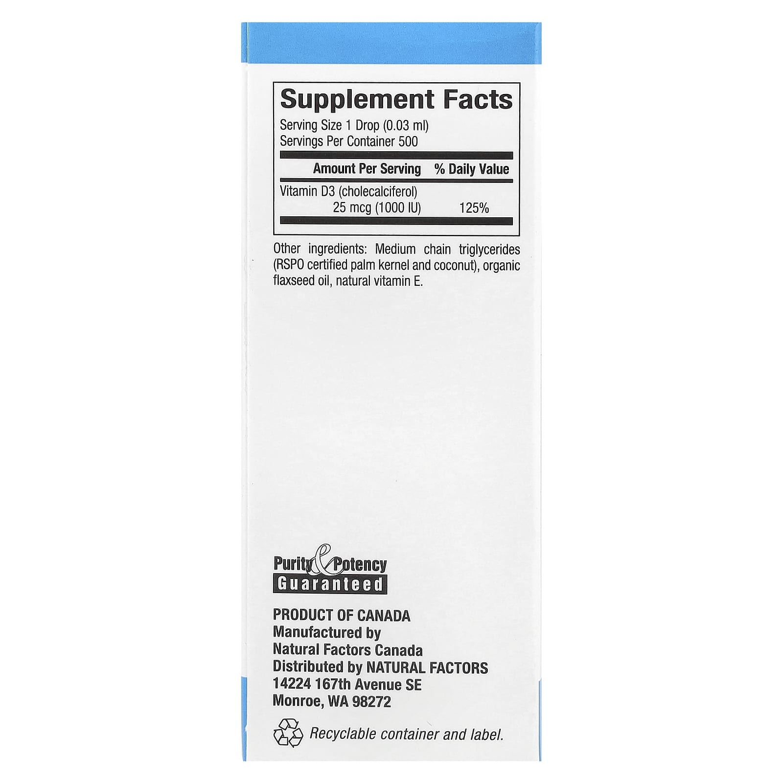 Natural Factors, Vitamin D3 Drops, Unflavored, 25 mcg (1,000 IU), 0.5 fl oz (15 ml) - Image 2